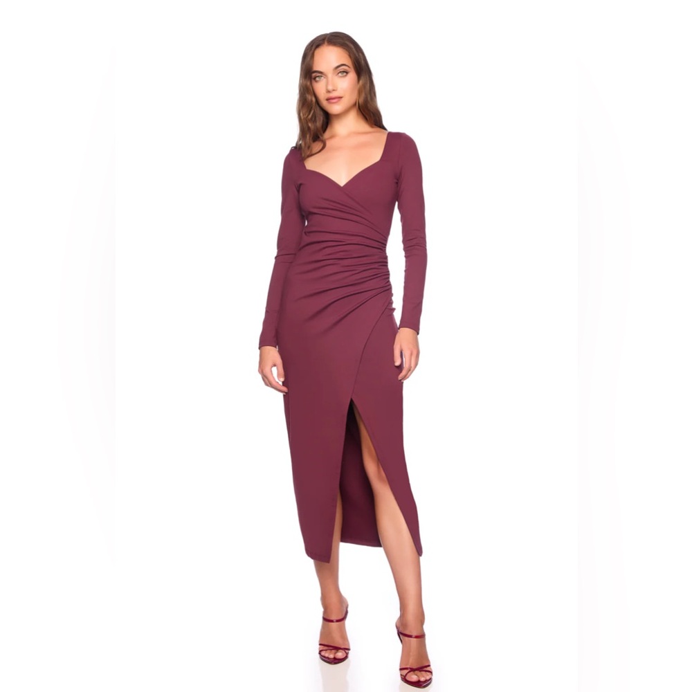 Susana Monaco Burgundy  wrap Midi Dress
